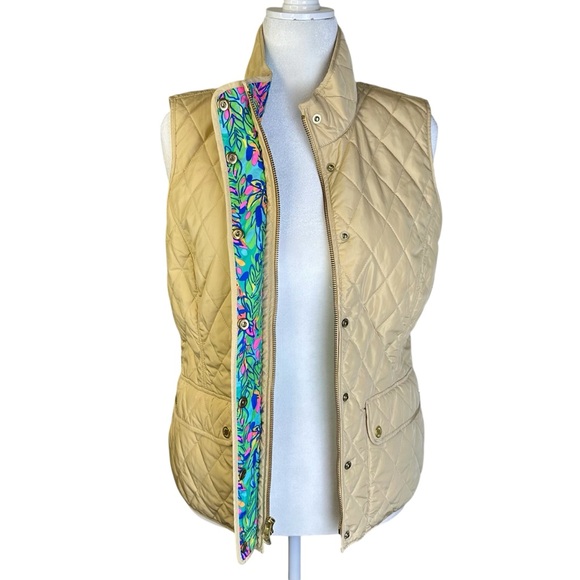 Lilly Pulitzer Quilted Beige Vest Size L - Picture 4 of 16